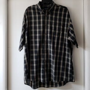 Men's Button Collared Dress Shirt Black/Tan XL T